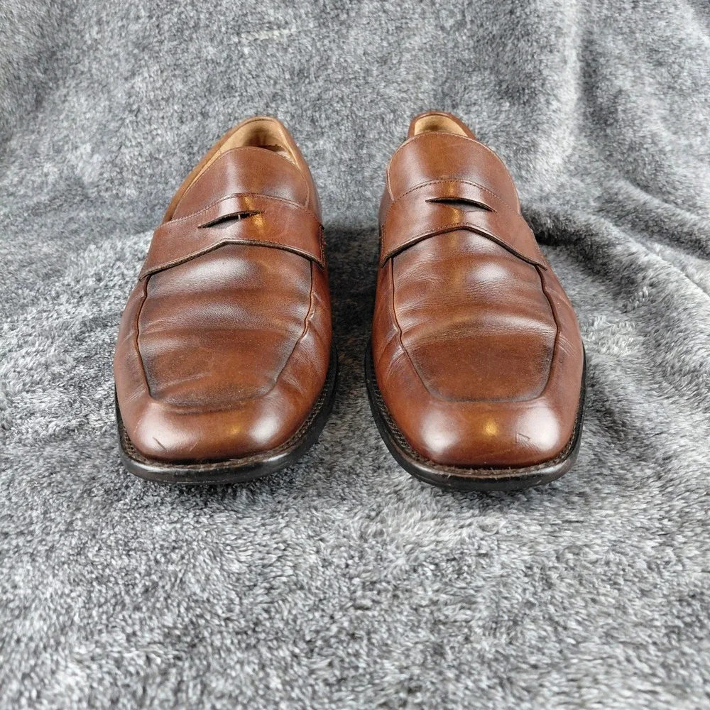 Johnston & Murphy Mens 9M Tan Leather Penny Loafers‎ Square Moc Toe 20-6563